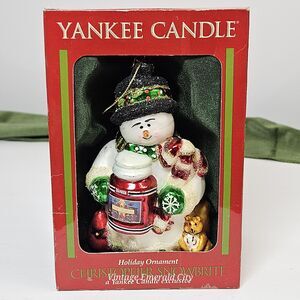 Christopher Snowbrite Hand Blown Glass Yankee Candle Snowman Christmas Ornament
